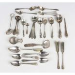 A set of four George III silver bright cut engraved teaspoons, London 1796 by IB, a pair of silver