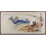 Marguerite Gamy - Racing Peugeot (Automobilia), lithograph in colours, published by Mabileau &