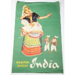 Government of India (publishers) - 'Manipuri Dancer India' (Travel Poster), lithograph in colours,