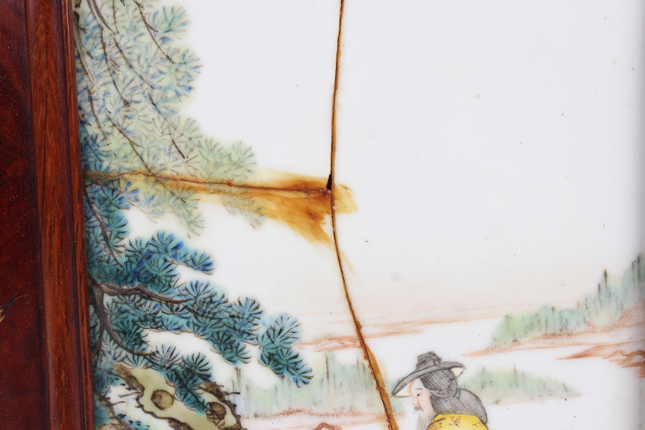 A Chinese watercolour painting on silk, 20th century, depicting figures on horseback in a winter - Image 43 of 49