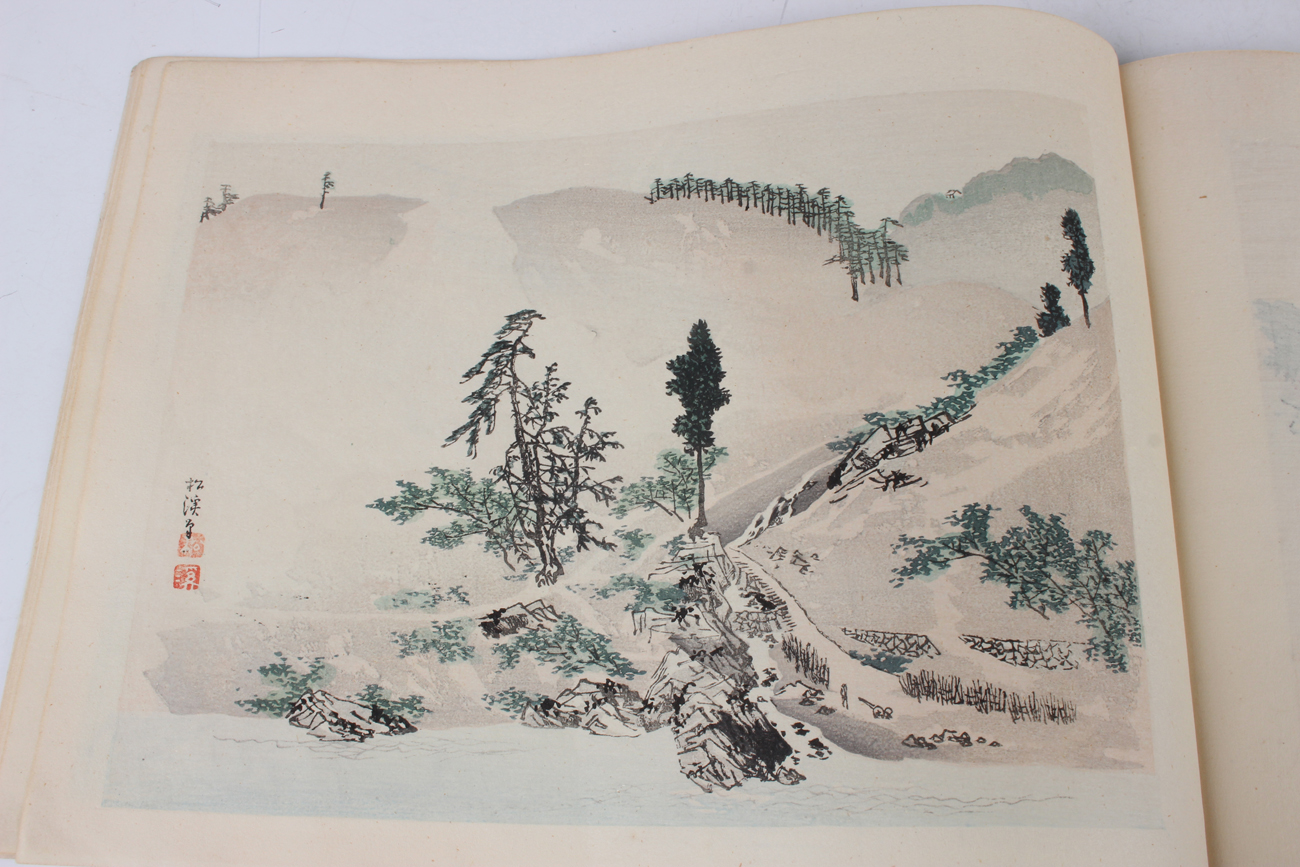 A Chinese watercolour painting on silk, 20th century, depicting figures on horseback in a winter - Image 26 of 49