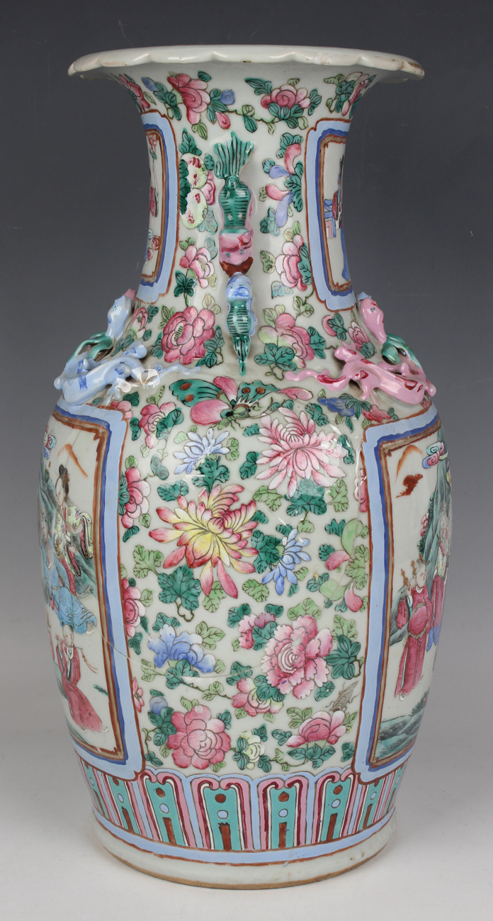 A Chinese famille rose porcelain vase, mid-19th century, the shouldered ovoid body and flared neck - Image 19 of 19