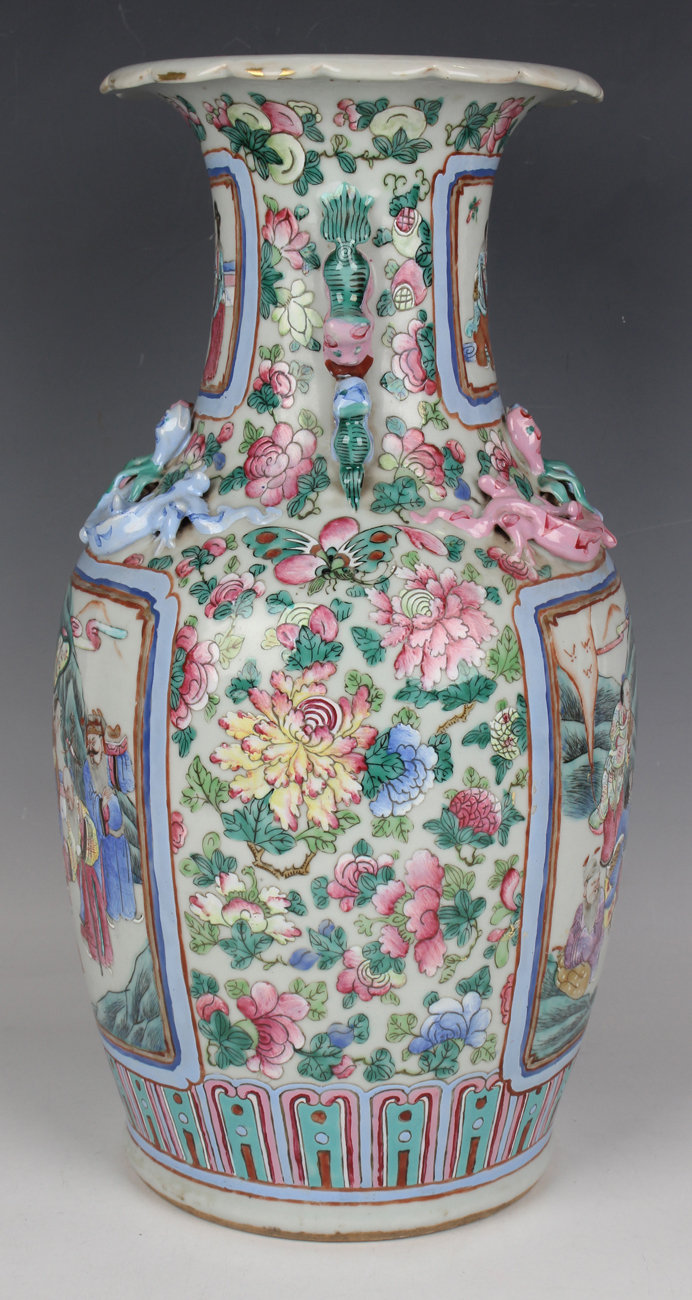 A Chinese famille rose porcelain vase, mid-19th century, the shouldered ovoid body and flared neck - Image 17 of 19