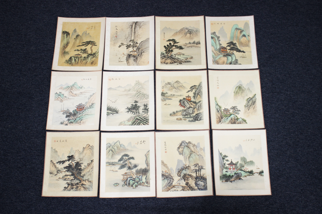 A collection of forty Chinese watercolour paintings, mid to late 20th century, depicting landscape - Image 3 of 4