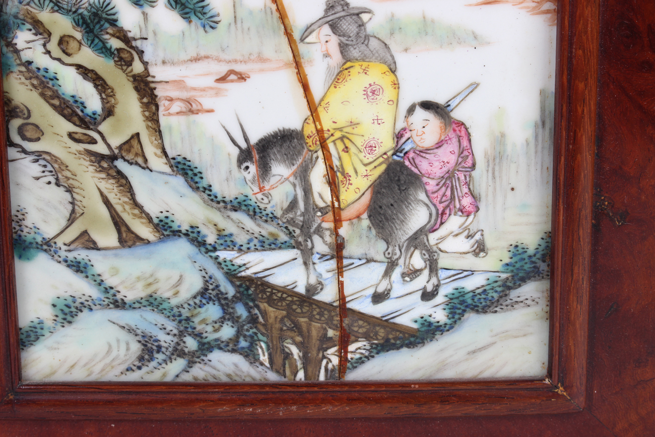 A Chinese watercolour painting on silk, 20th century, depicting figures on horseback in a winter - Image 41 of 49