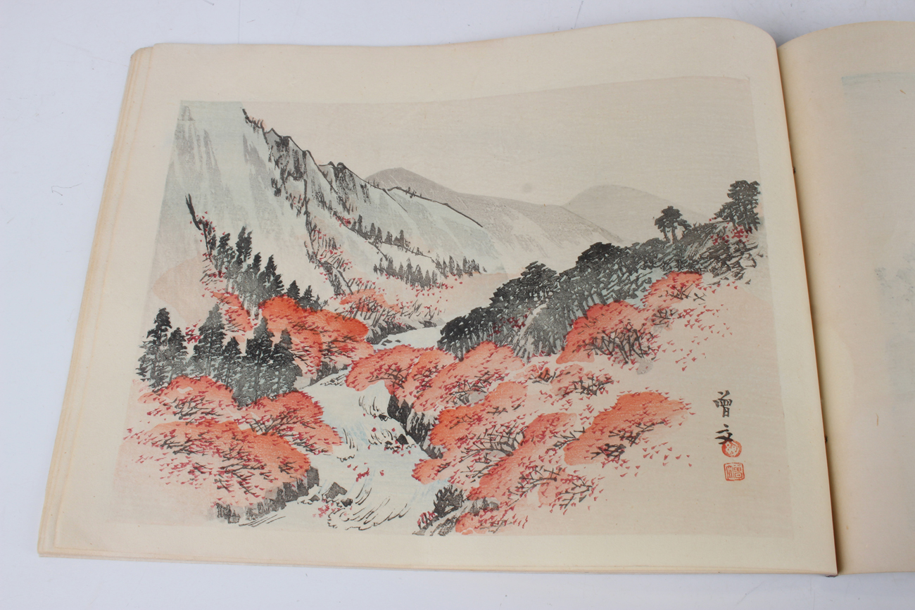 A Chinese watercolour painting on silk, 20th century, depicting figures on horseback in a winter - Image 25 of 49