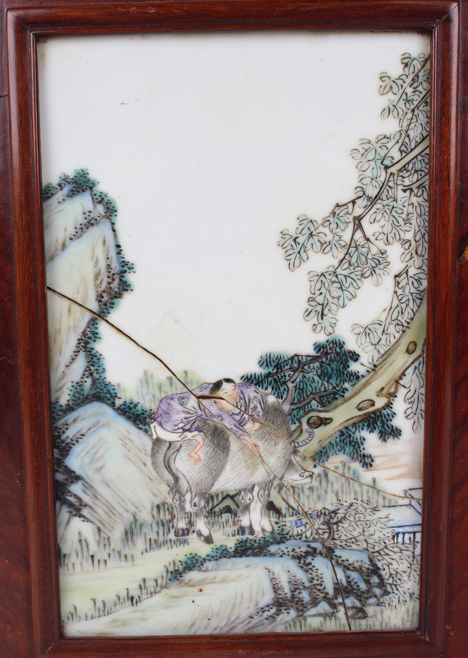 A Chinese watercolour painting on silk, 20th century, depicting figures on horseback in a winter - Image 46 of 49