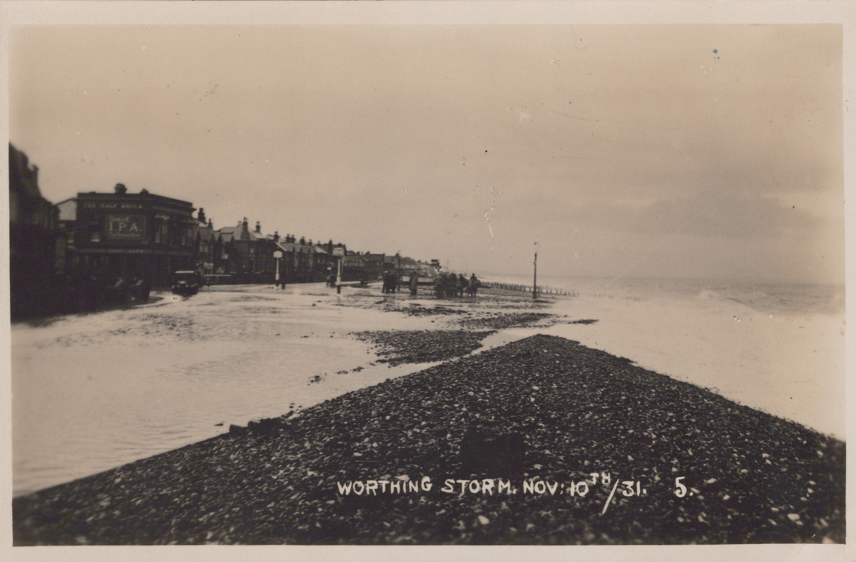 A collection of 22 postcards of disasters and extreme weather in Worthing, West Sussex, including - Image 7 of 28
