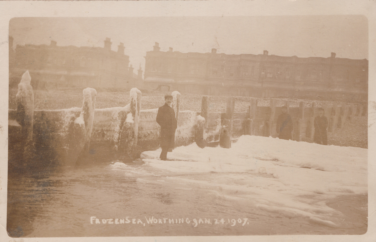 A collection of 22 postcards of disasters and extreme weather in Worthing, West Sussex, including - Image 25 of 28