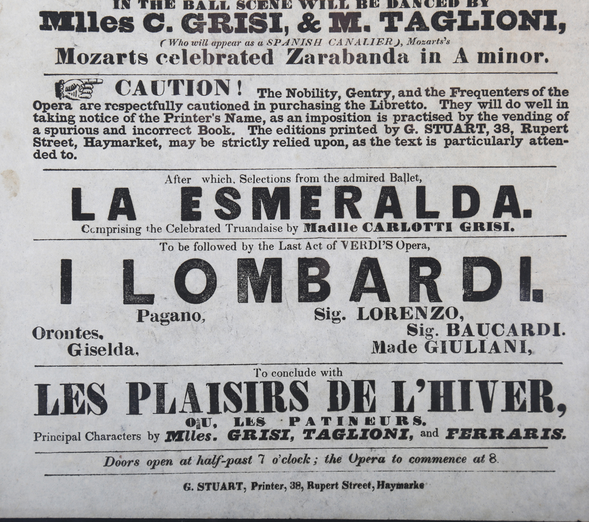 OPERA MUSIC. A Victorian playbill for Her Majesty's Theatre, Italian Opera House, London, dated - Image 3 of 4