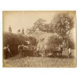 PHOTOGRAPHS. An albumen-print photograph of a harvesting scene, 20cm x 15.5cm, another photograph of