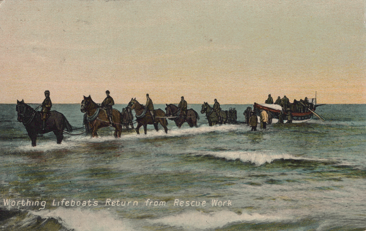 A collection of 22 postcards of disasters and extreme weather in Worthing, West Sussex, including - Image 6 of 28