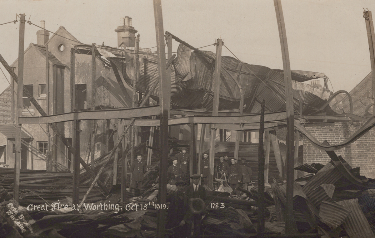 A collection of 22 postcards of disasters and extreme weather in Worthing, West Sussex, including - Image 18 of 28