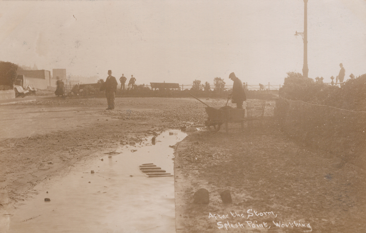 A collection of 22 postcards of disasters and extreme weather in Worthing, West Sussex, including - Image 13 of 28