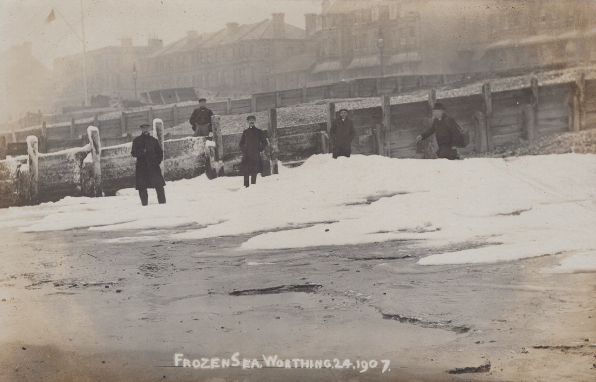 A collection of 22 postcards of disasters and extreme weather in Worthing, West Sussex, including - Image 20 of 28