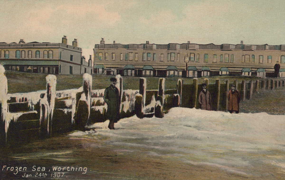 A collection of 22 postcards of disasters and extreme weather in Worthing, West Sussex, including - Image 24 of 28