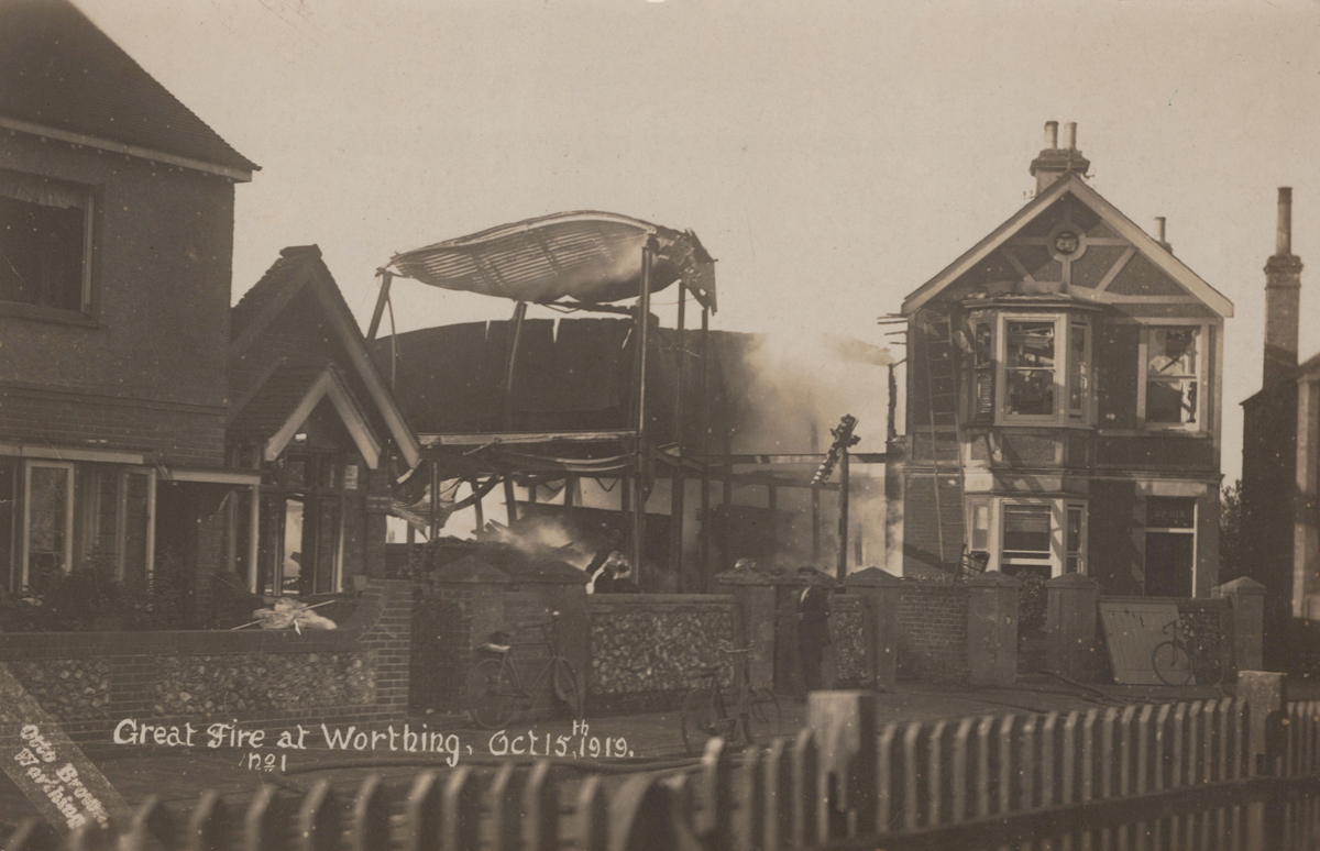 A collection of 22 postcards of disasters and extreme weather in Worthing, West Sussex, including - Image 19 of 28