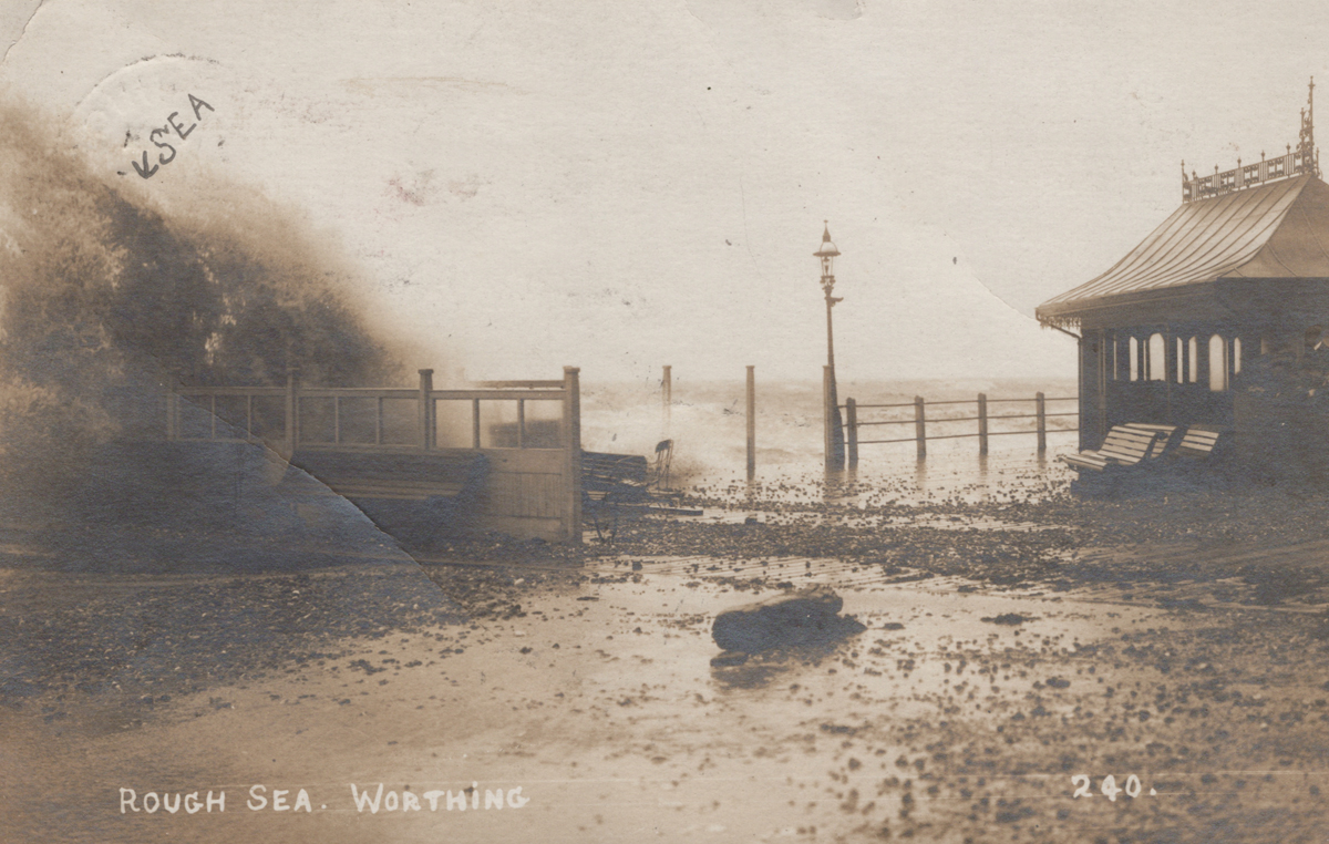 A collection of 22 postcards of disasters and extreme weather in Worthing, West Sussex, including - Image 2 of 28