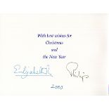 AUTOGRAPHS, QUEEN ELIZABETH II & PRINCE PHILIP. Two Christmas cards signed in ink, probably autopen,