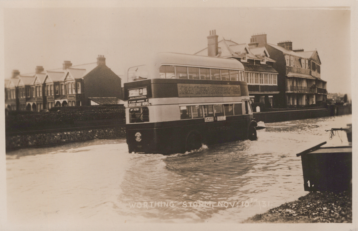 A collection of 22 postcards of disasters and extreme weather in Worthing, West Sussex, including - Image 28 of 28