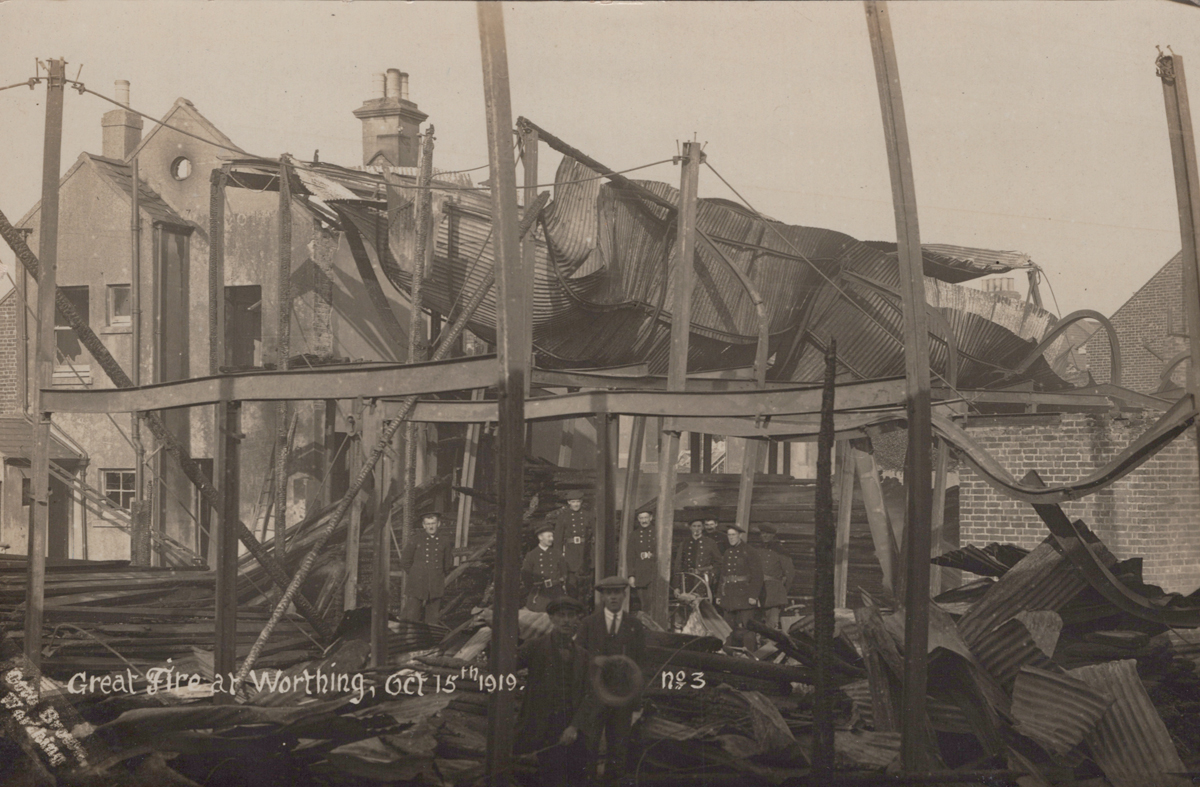 A collection of 22 postcards of disasters and extreme weather in Worthing, West Sussex, including - Image 17 of 28