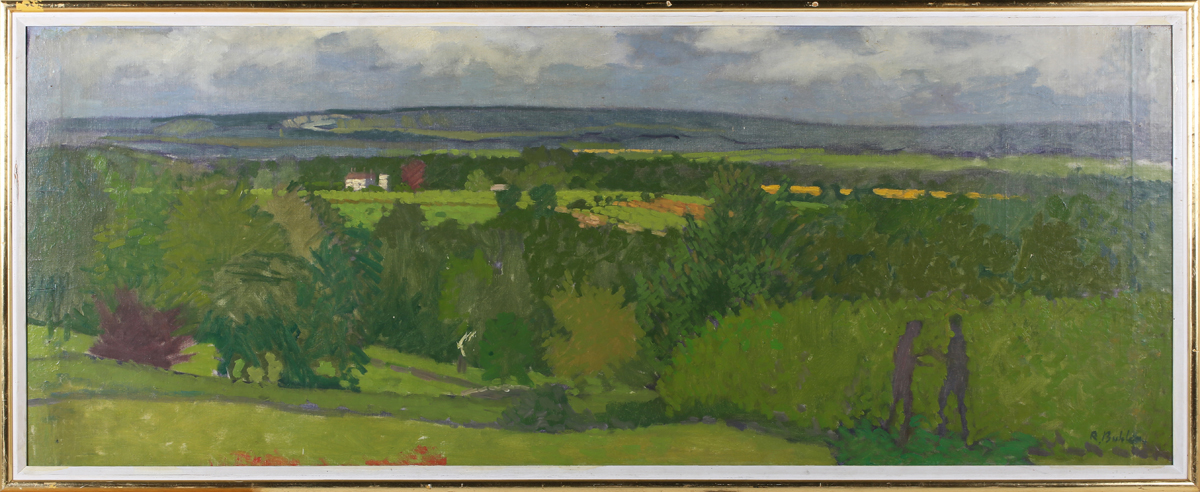 Robert Buhler - 'View from Baldwins, East Grinstead', oil on board, signed recto, titled and dated - Image 6 of 6