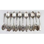 A set of twelve 19th century Austro-Hungarian silver tablespoons, each monogram engraved, maker's