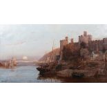 Walter Stuart Lloyd - Conwy Castle, early 20th century oil on canvas, signed, 50cm x 88.5cm,