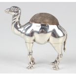 An Edwardian silver novelty pincushion in the form of a standing camel, Birmingham 1905 by