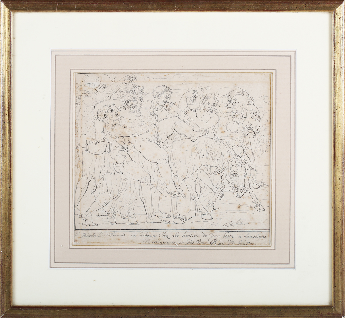 François Boitard - Bacchanalian Scene, late 17th/early 18th century pen with ink on laid paper, - Image 4 of 4