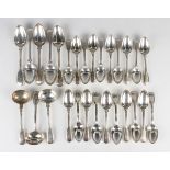A Victorian part canteen of silver Fiddle and Thread pattern cutlery, crest engraved, comprising