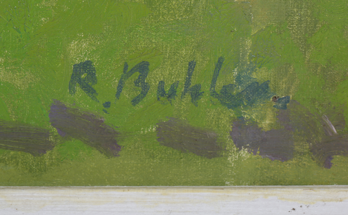 Robert Buhler - 'View from Baldwins, East Grinstead', oil on board, signed recto, titled and dated - Image 5 of 6