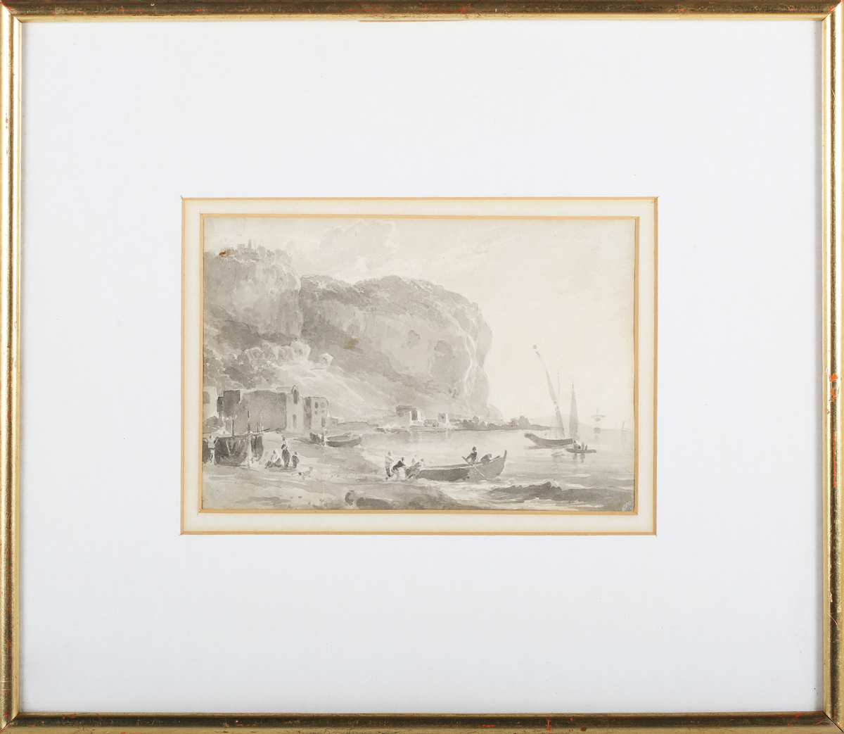 William Marlow - 'Below Posilippo', 18th century monochrome watercolour wash over pencil, artist's - Image 3 of 3