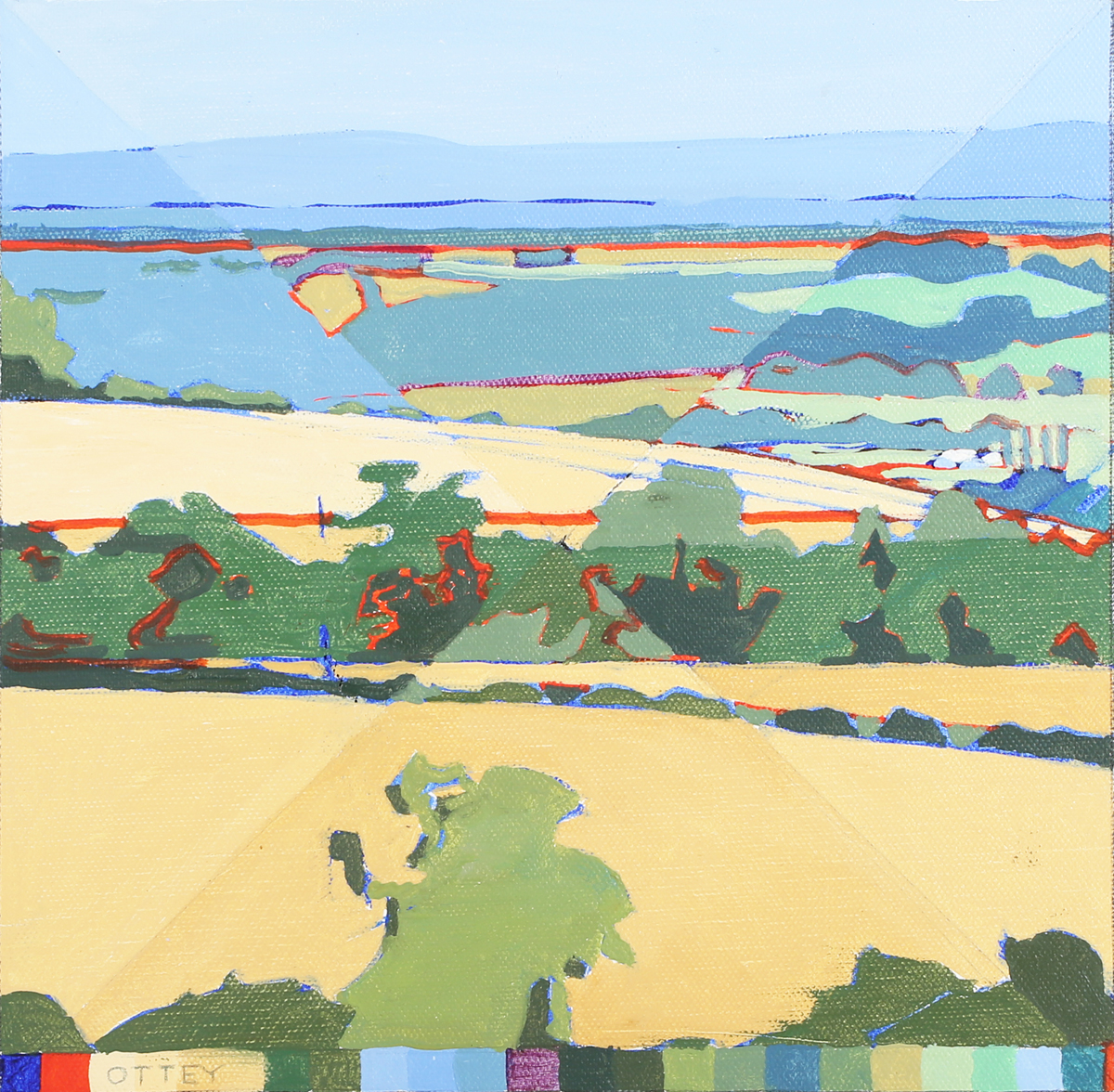 Piers Ottey - 'Houghton Hill from the Sheep Field (Arundel Park)', 21st century oil on canvas,