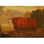 William Gwynn - 'The Great Herefordshire Ox!' (Prize Hereford Bull), early 19th century oil on