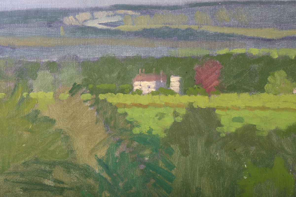 Robert Buhler - 'View from Baldwins, East Grinstead', oil on board, signed recto, titled and dated - Image 4 of 6