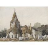 Henry Edridge - 'Great Bookham Church, Surrey', late 18th century watercolour, 25.5cm x 34.5cm,
