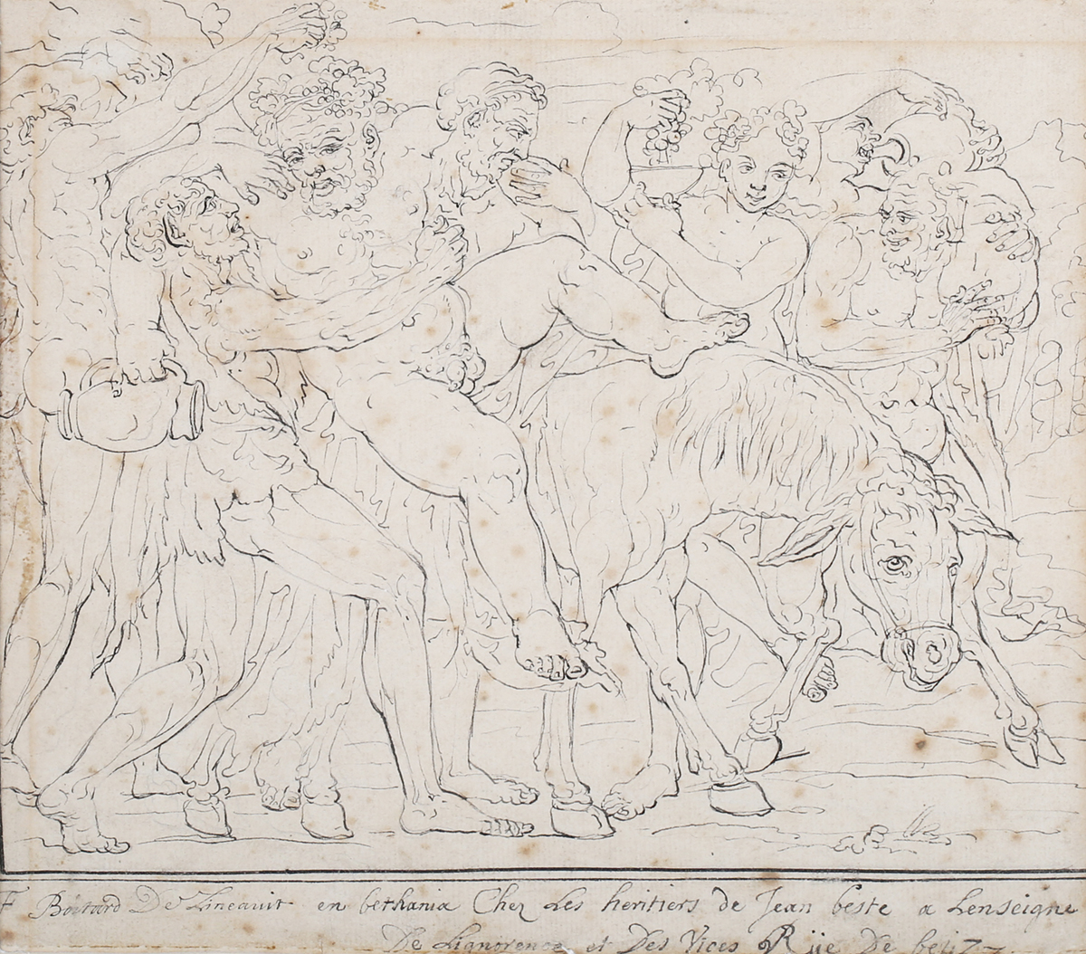 François Boitard - Bacchanalian Scene, late 17th/early 18th century pen with ink on laid paper,