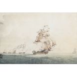 Attributed to Dominic Serres - 'Phoebe attacking Four French Frigates', late 18th/early 19th century