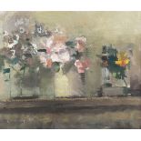 Fred Cuming - 'Roses 1', 20th century oil on board, signed and dated '89 recto, titled to Jonleigh