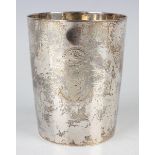 An early 19th century Portuguese silver beaker of Napoleonic interest, circa 1810, the tapering