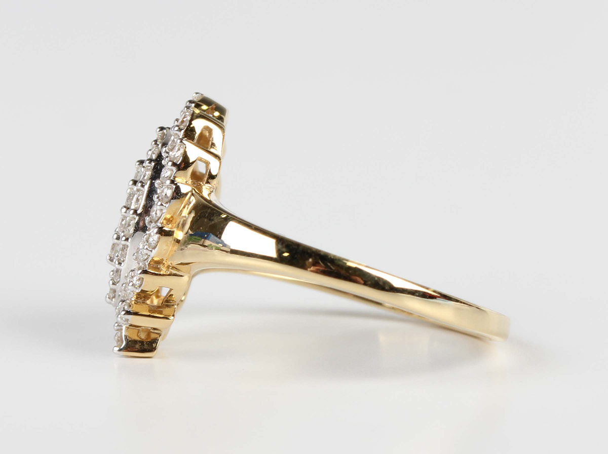 A Tomas Rae 18ct gold and diamond ring in a spiral oval cluster design, mounted with circular cut - Image 5 of 6