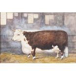 E.S. Gauci - 'Hereford Cow Miss Severn' and 'Hereford Bull Grove Wilton' (Prizewinning Hereford