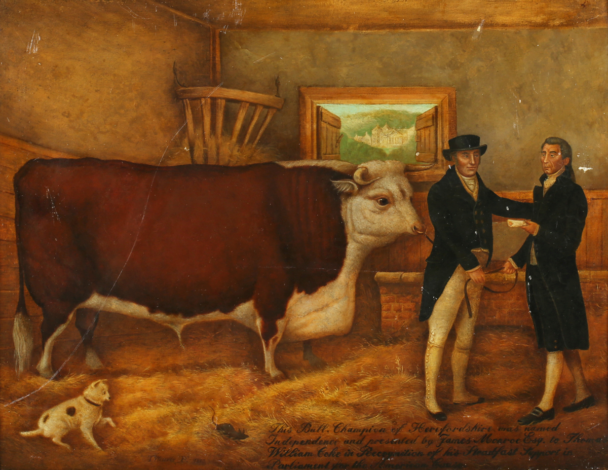 Thomas Weaver - 'Independence' (Prize Hereford Bull), late 18th/early 19th century oil on canvas,