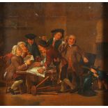 Czech or Northern European School - A Group of Gentlemen around a Table with a Map of Bohemia in a