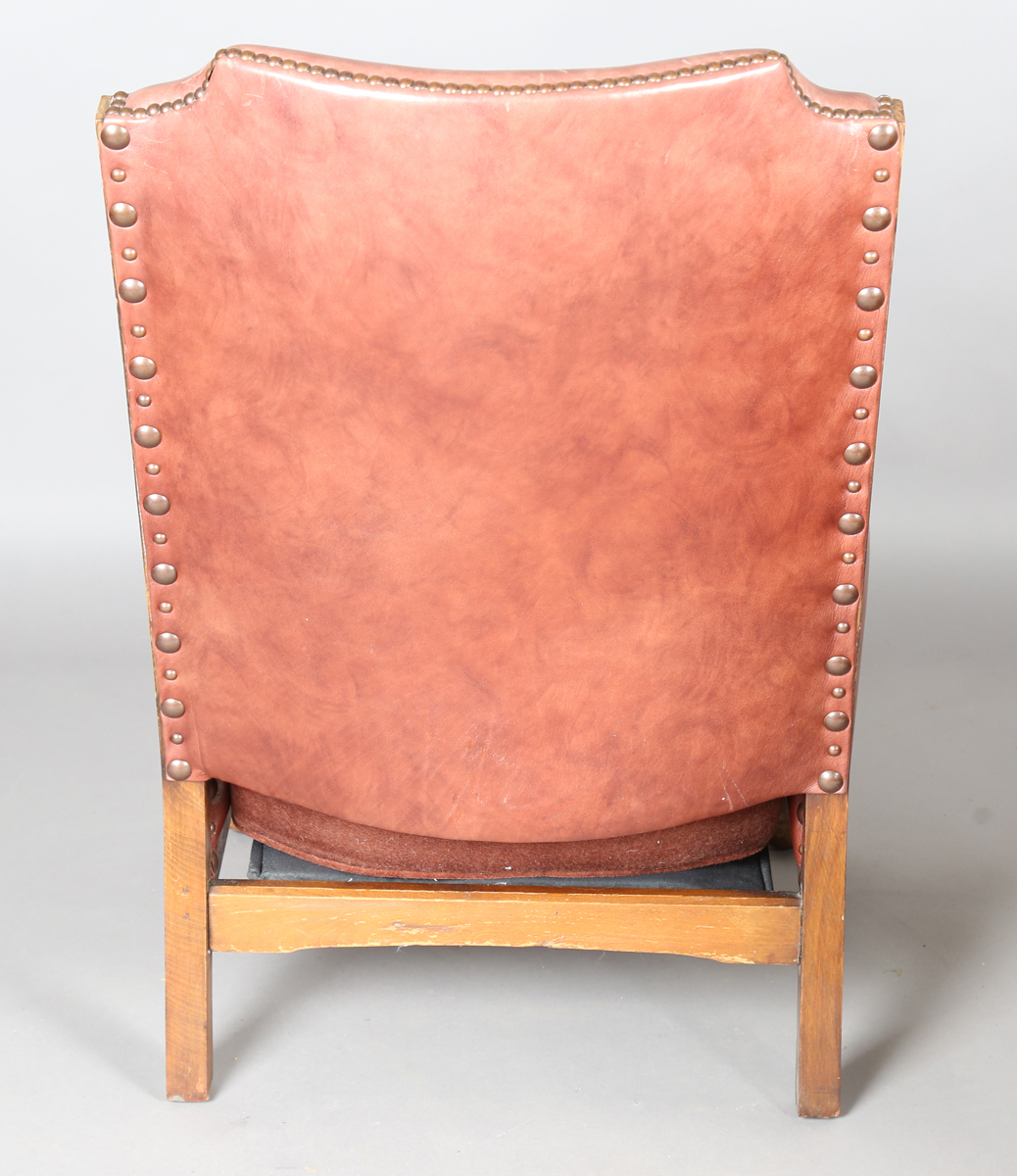 A pair of early/mid-20th century oak framed armchairs, upholstered in buttoned brown leatherette, - Image 6 of 24