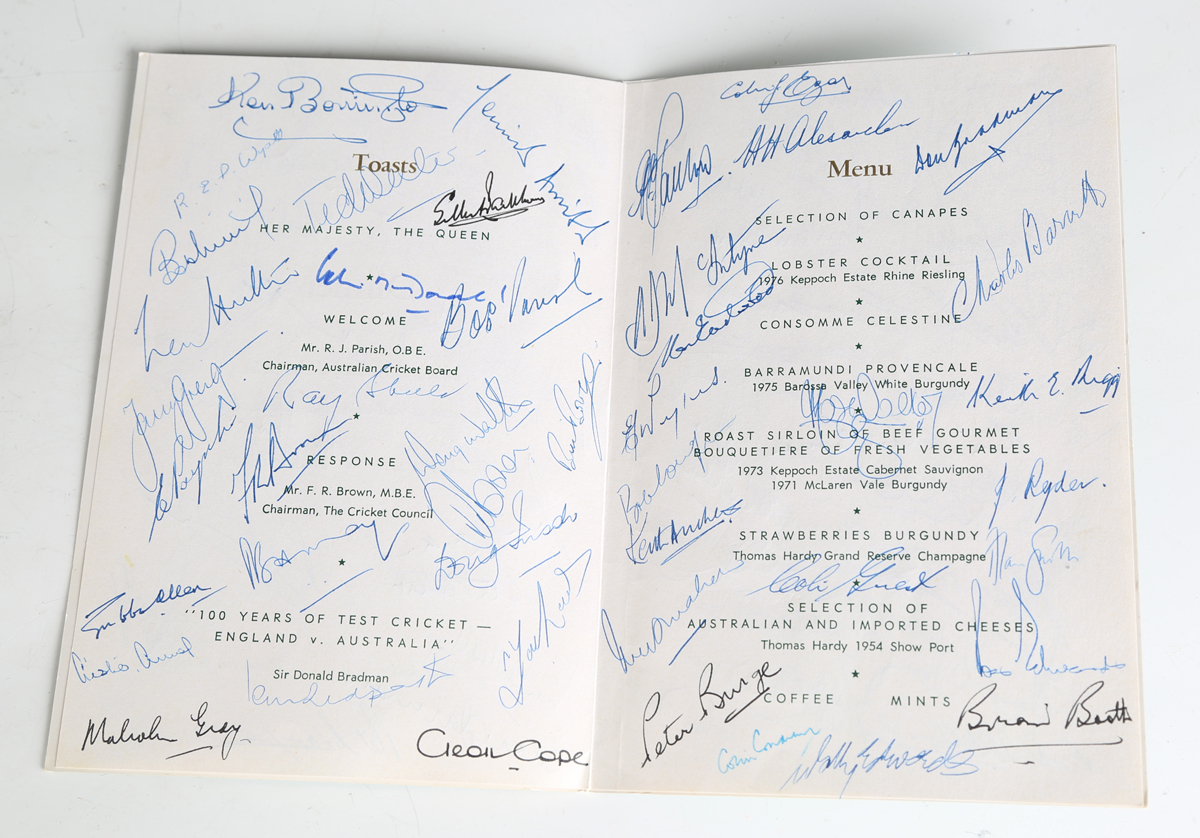 An Australian Cricket Board Centenary Test Dinner menu, dated 14th March 1977, signed by - Image 3 of 13
