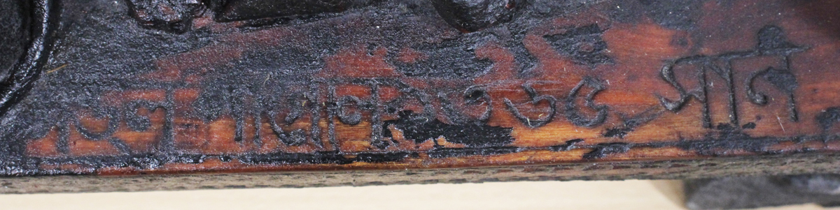 A large late 20th century stained hardwood carving, probably Bangladeshi or Indian, carved and - Image 16 of 25