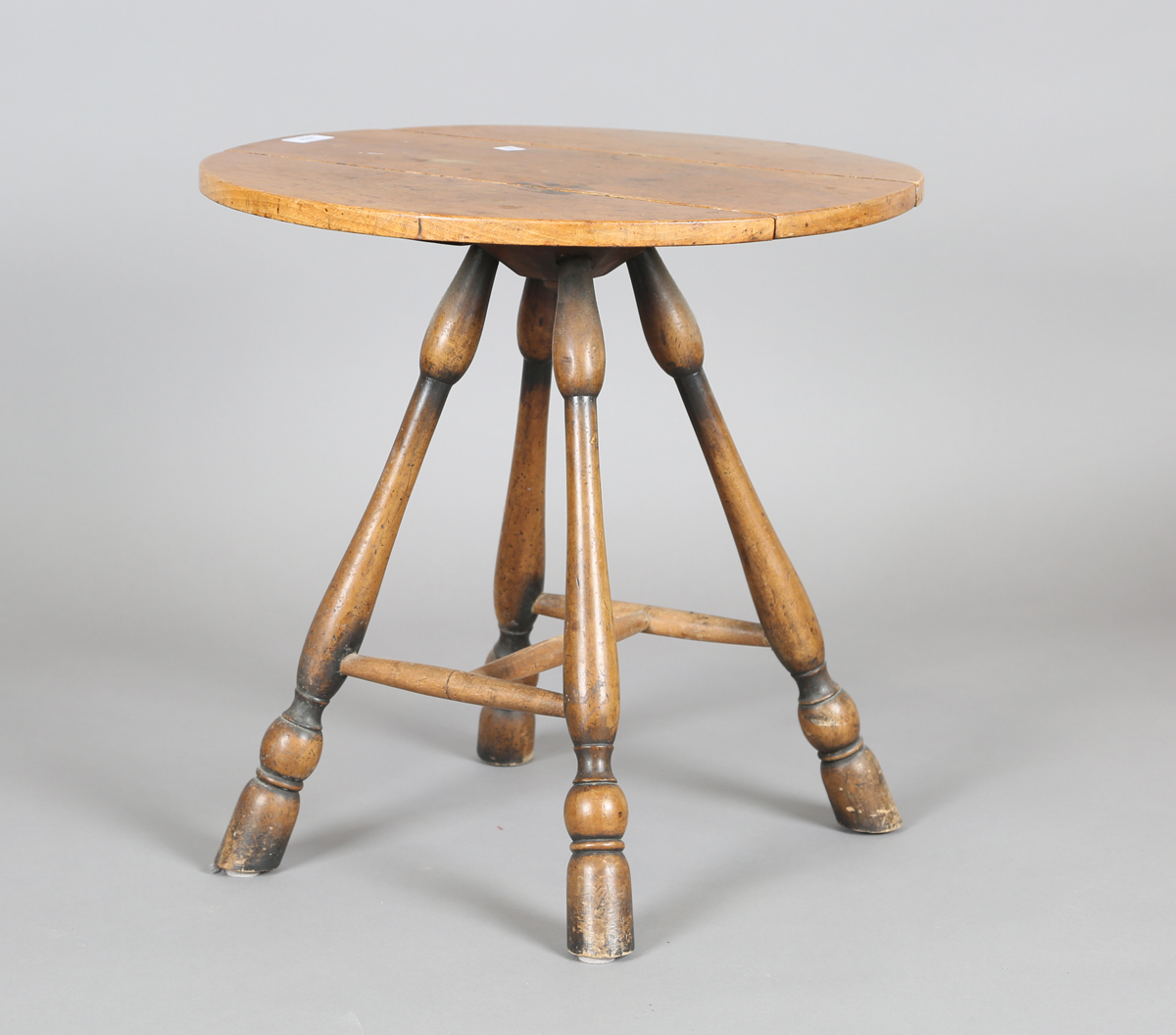 A late 19th/early 20th century French fruitwood folding occasional table, height 50cm, diameter - Image 12 of 12