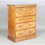 A George III and later mahogany secrétaire chest of oak-lined drawers with original gilt brass